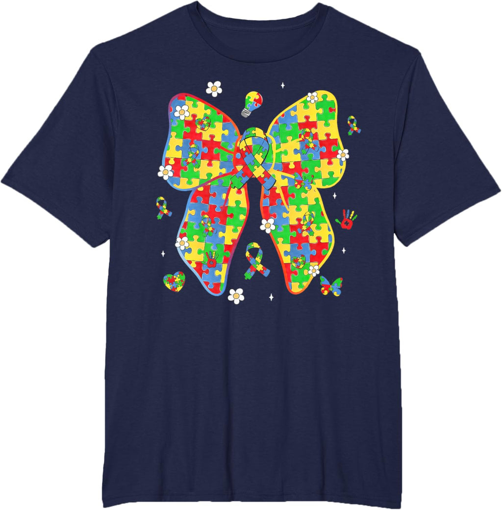 Autism Awareness Coquette Bow Puzzle Bow Women Kids Girl Boy