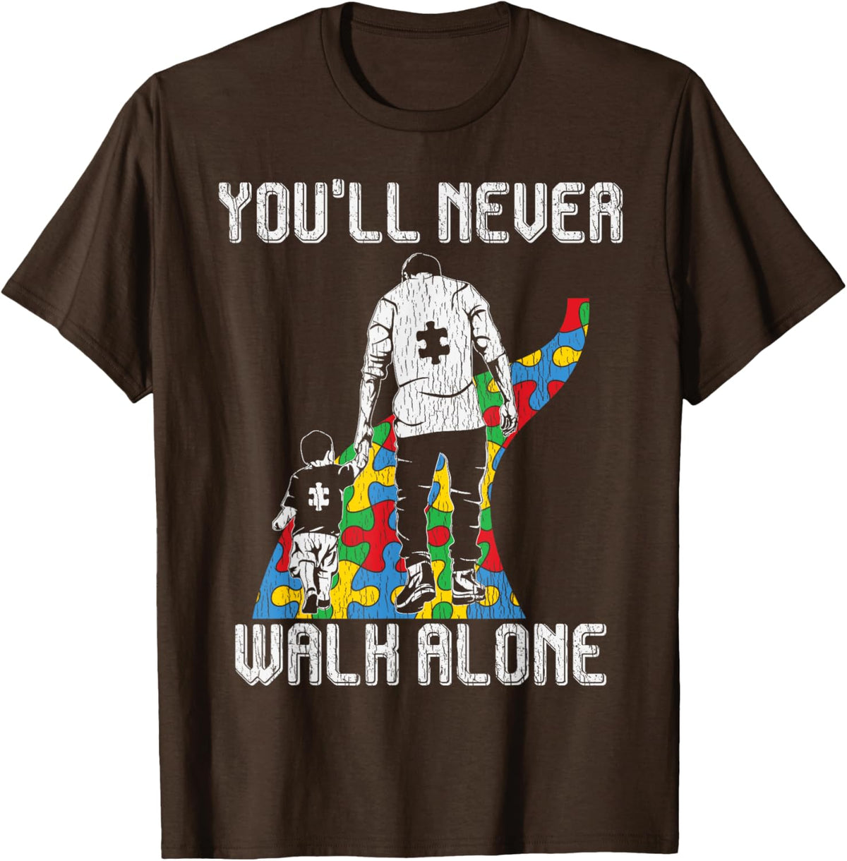 Vintage Father Son Family Autistic Kids Autism Awareness Dad