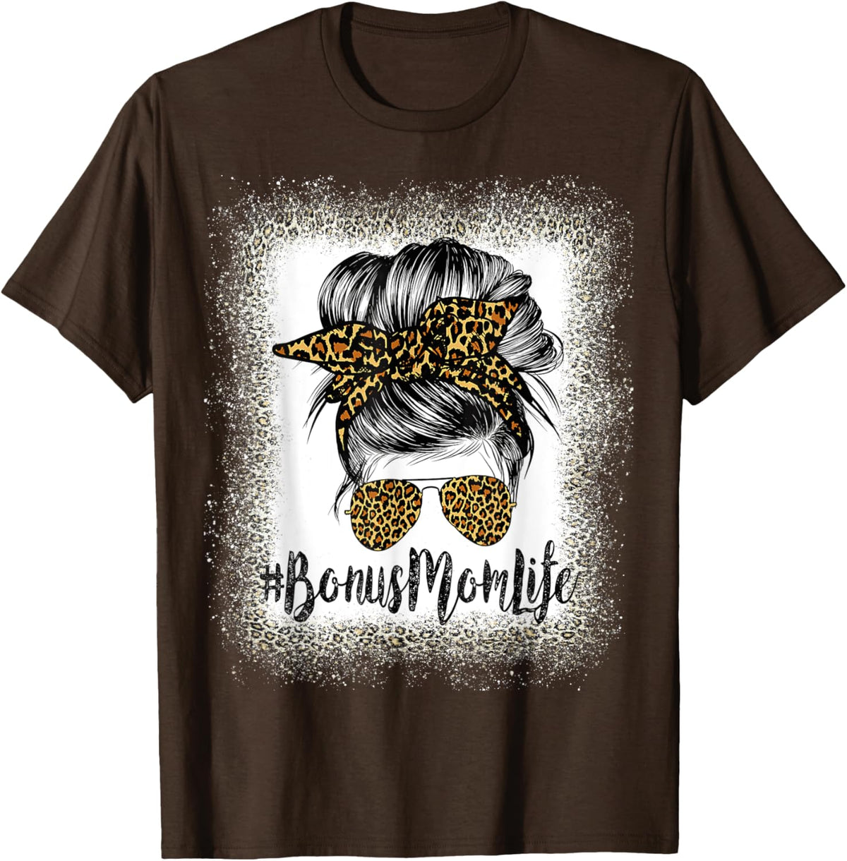 Bonus Mom Life Hair Bandana Glasses Leopard Mother's Day T