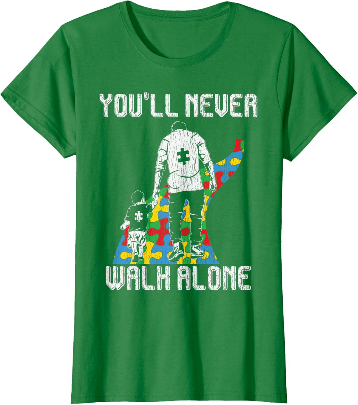 Vintage Father Son Family Autistic Kids Autism Awareness Dad