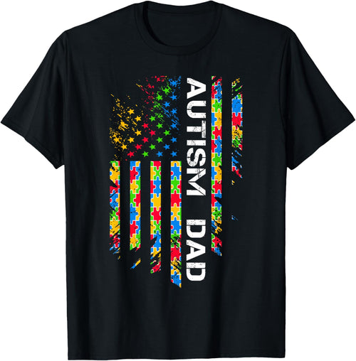 Autism Dad Awareness American Flag USA